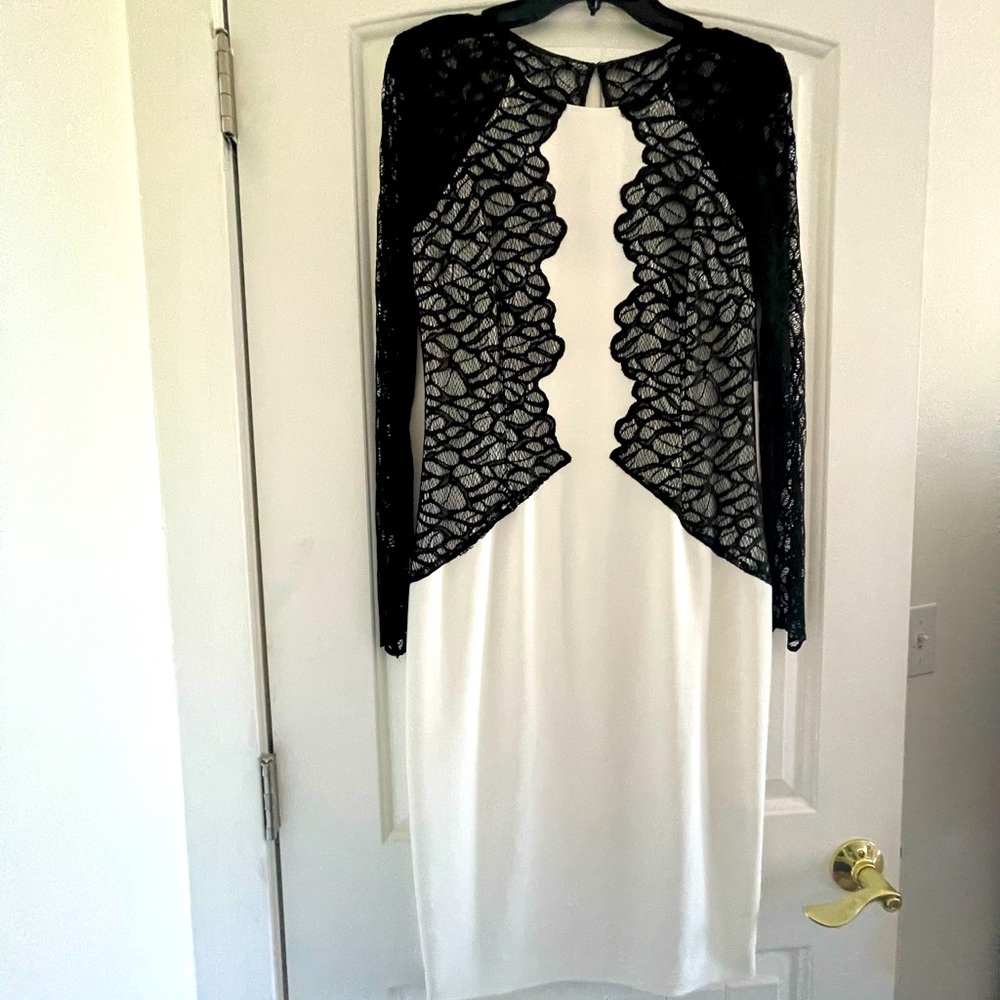 White dress with Beautiful black lace